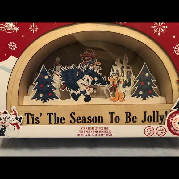 Disney Walt's Holiday Lodge Mickey Pluto Christmas Wood Light Up Sign New Box - Picture 2 of 6
